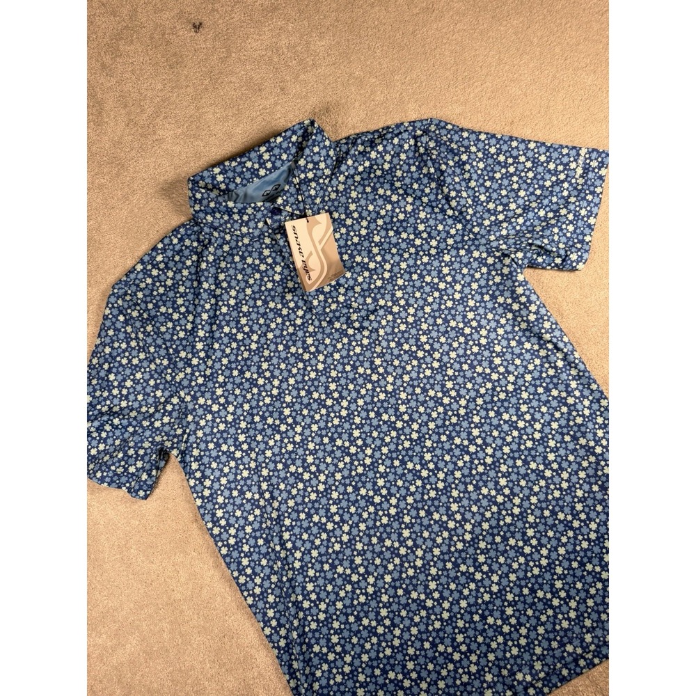 NEW Snake Eyes Lucky Clover All over print Performance Golf Polo Blue Men's L